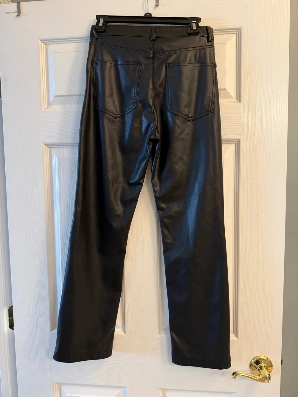 Zara Women's Straight Faux Leather Pants - Black